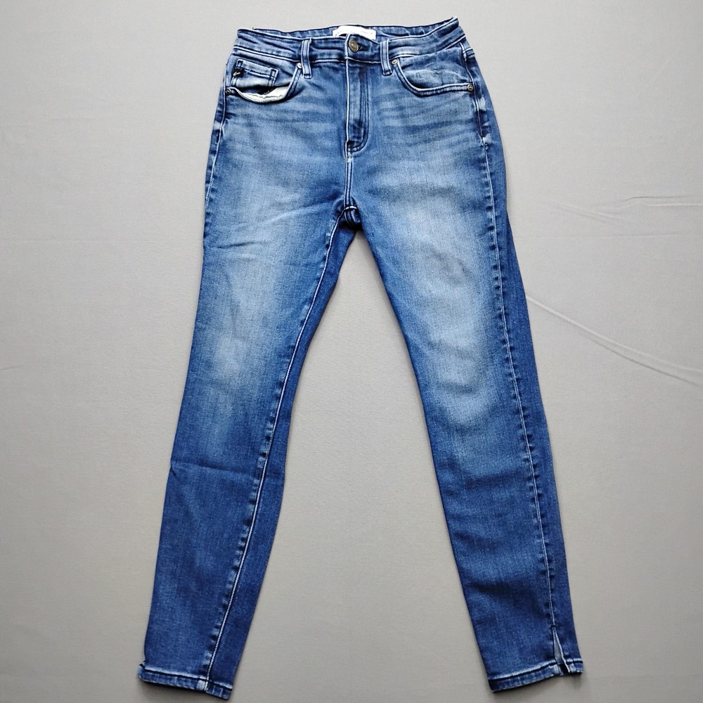 KanCan Skinny Jeans Medium Wash High Rise Split Hem 220126 Size 27
